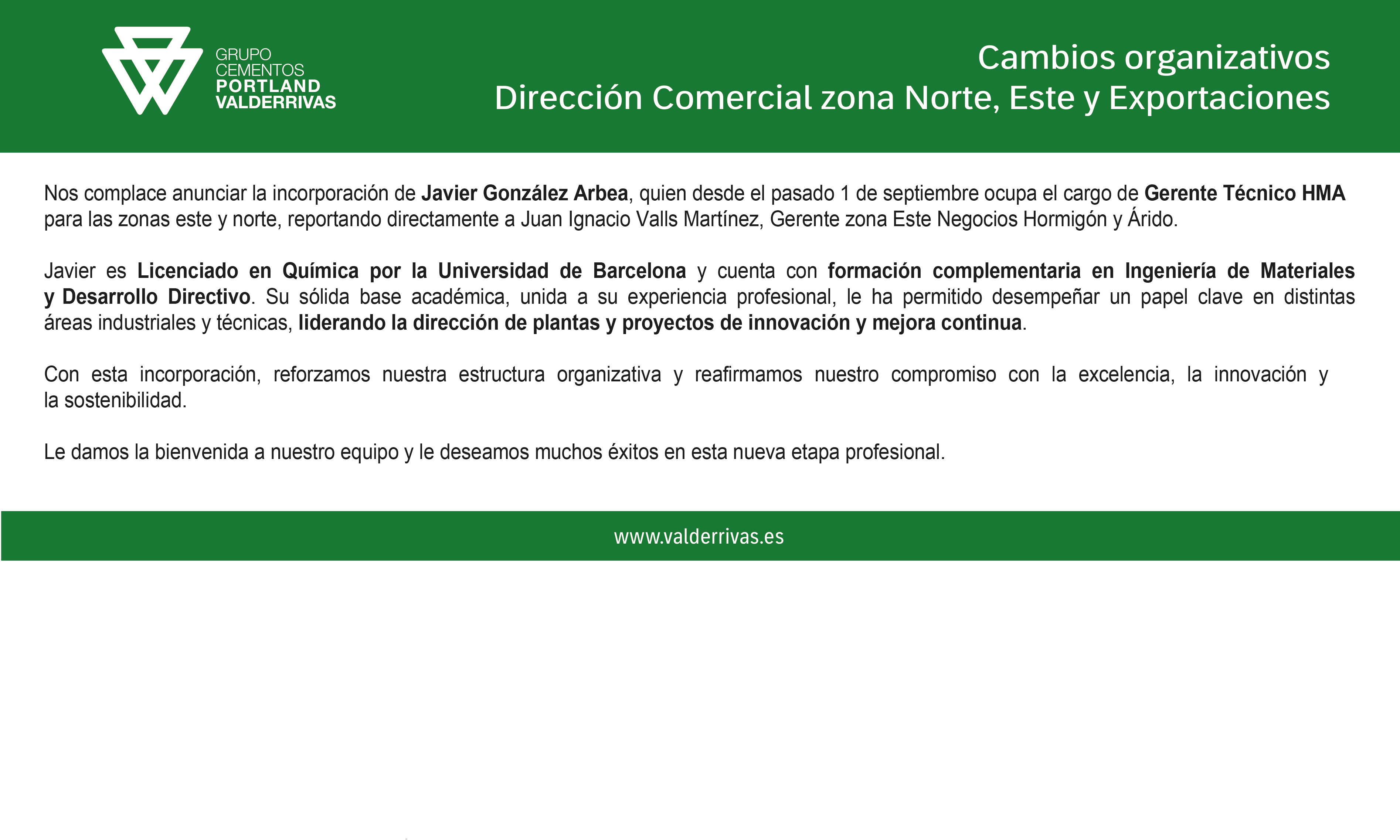Nueva incorporación: Javier González Arbea